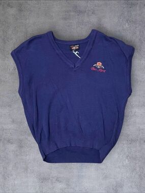 Vintage 90s Purple Crown Royal 100% Cotton Drummond Sz L Knit Sweater Vest